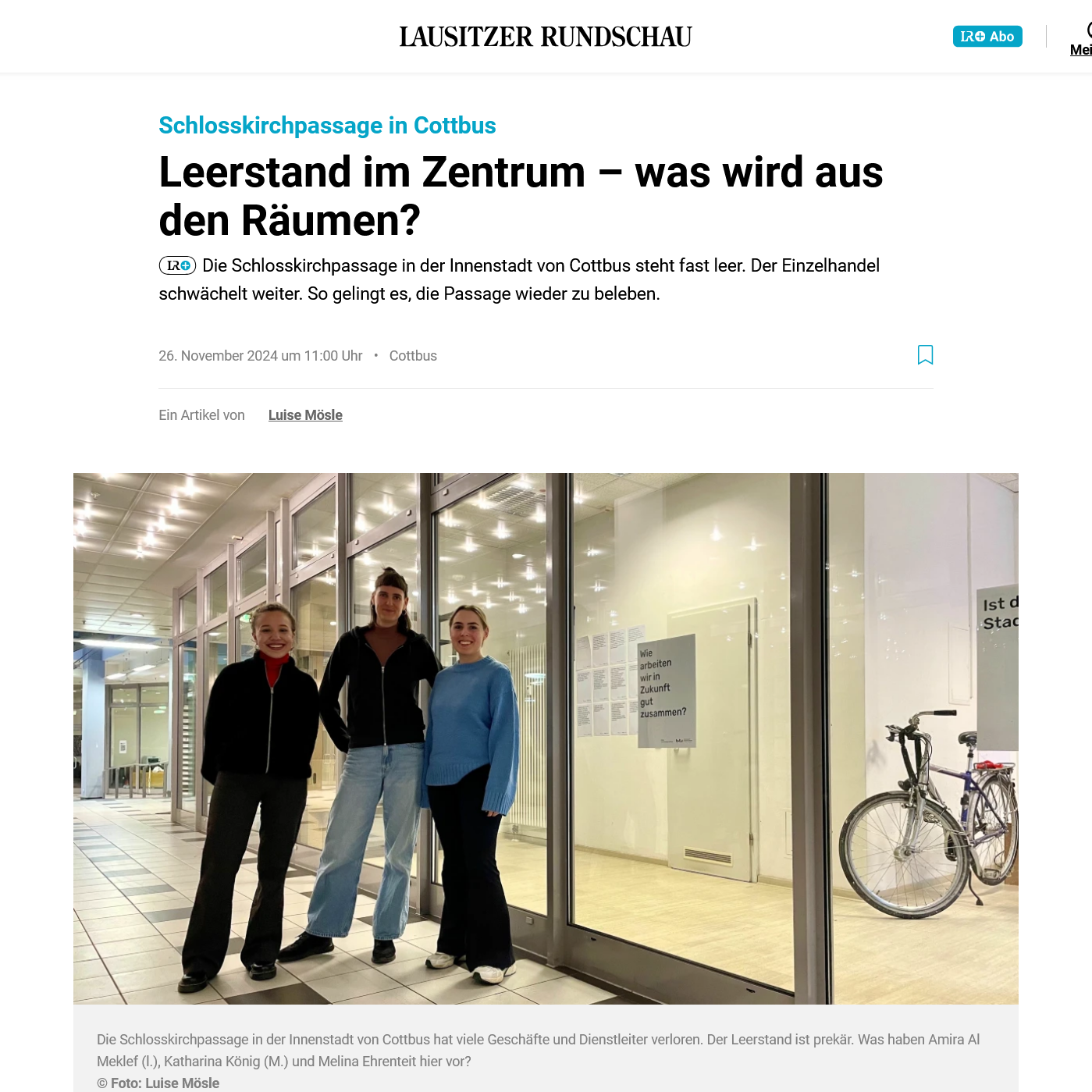 Lausitzer Rundschau zur Schlosskirchpassage in Cottbus Leerstand im Zentrum Neues Leben - losmachen.jetzt